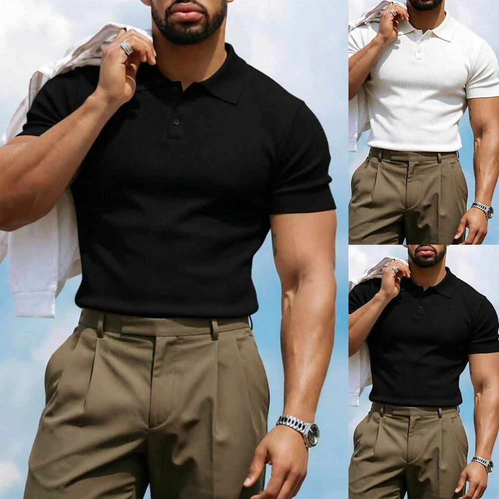 Men's Regular Length Short Sleeve Shirt Slim Fit Breathable Casual Top