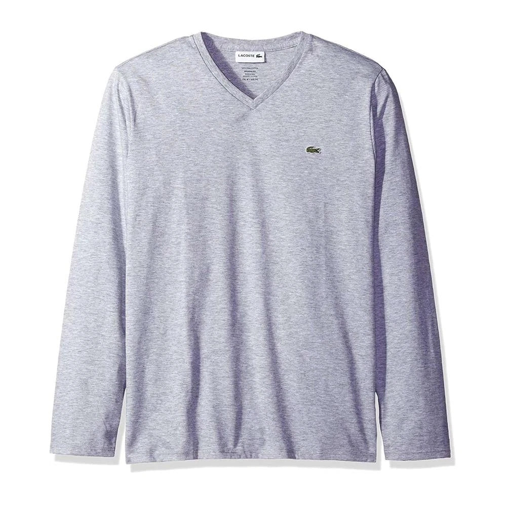 NEW Lacoste Men’s Casual Shirts Long Sleeve Jersey Pima V Neck T-Shirt Authentic