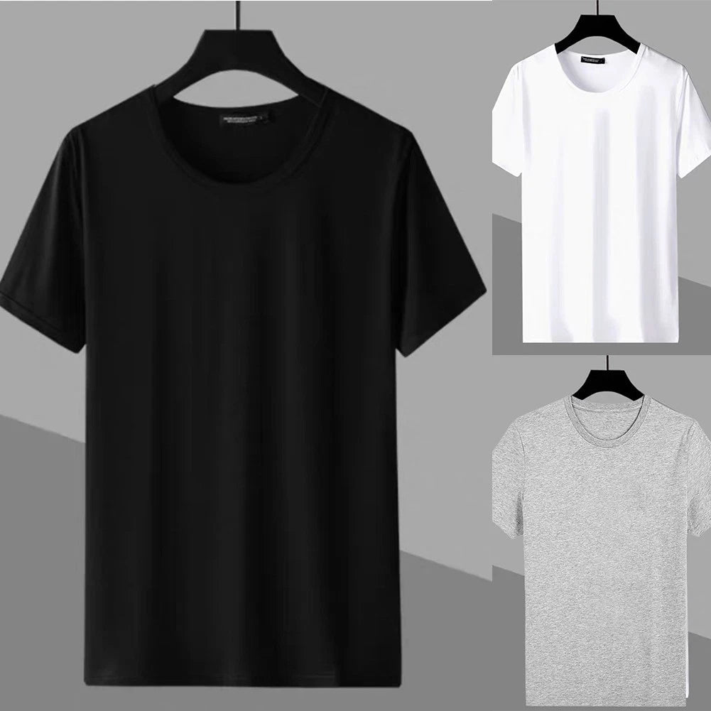 Casual Men's Slim Fit T Shirt Top Short Sleeve Solid Color Elegant Look Fashion