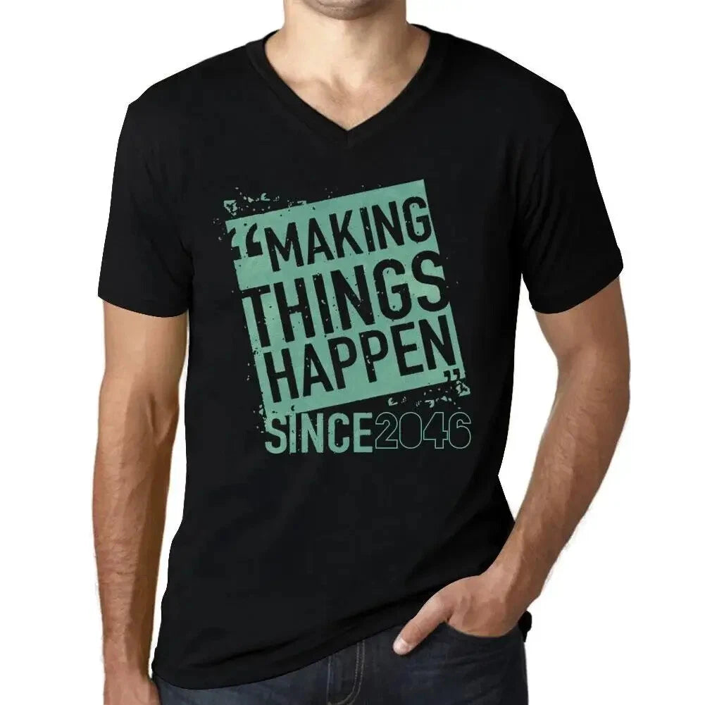 Men's Graphic T-Shirt V Neck Making Things Happen Since 2046 Eco-Friendly