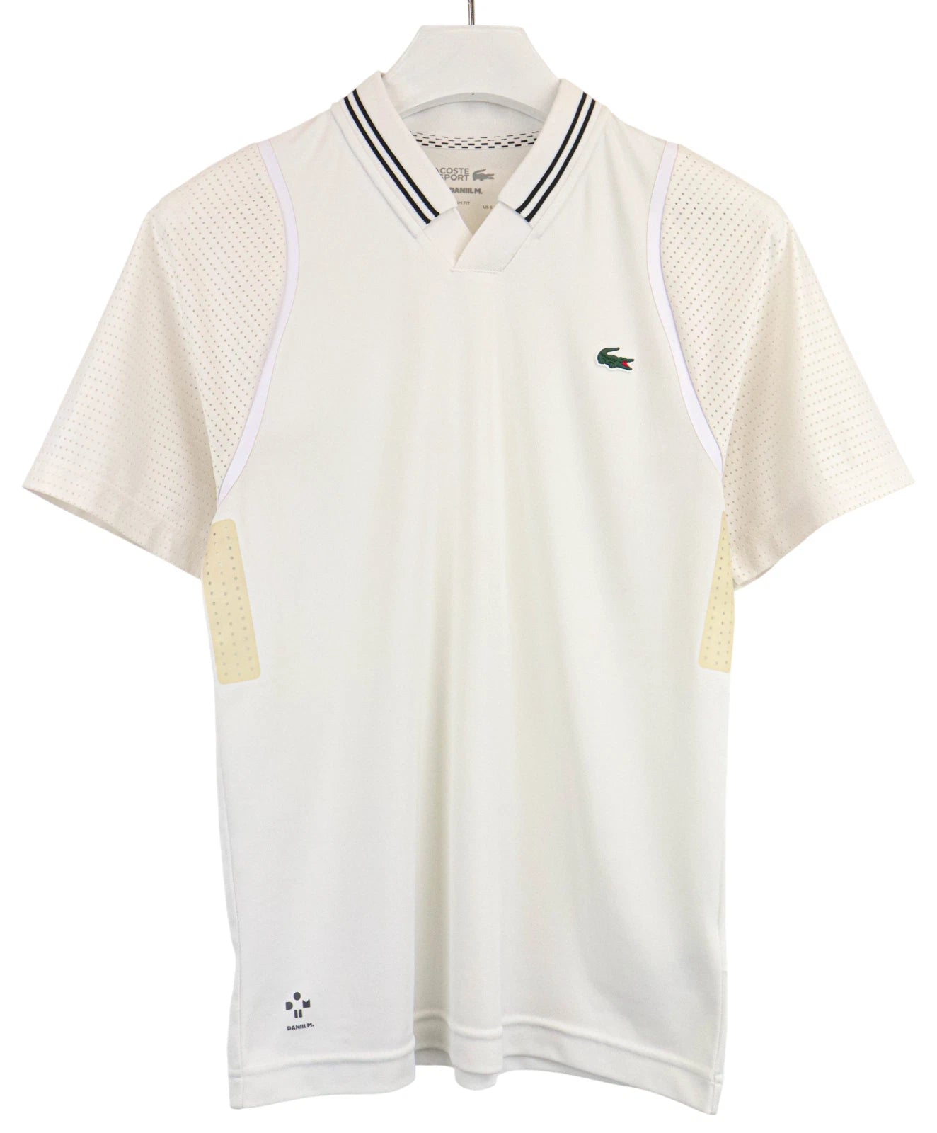 LACOSTE x Daniil Medvedev Ultra Dry Sport Slim Fit T-Shirt Men SMALL Ivory Logo
