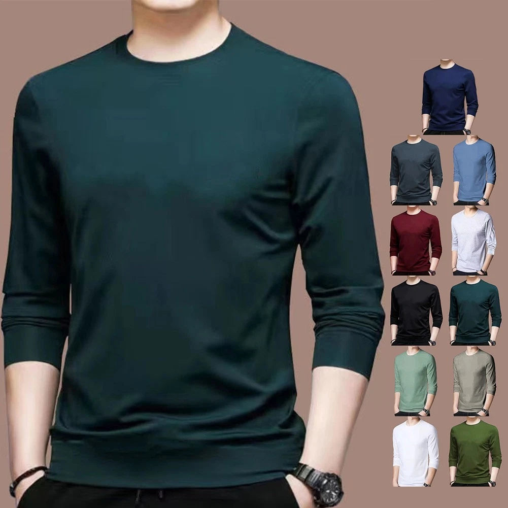 Mens T-shirt Hygroscopic Long Sleeve Muscle Activewear Slim Fit Solid Color