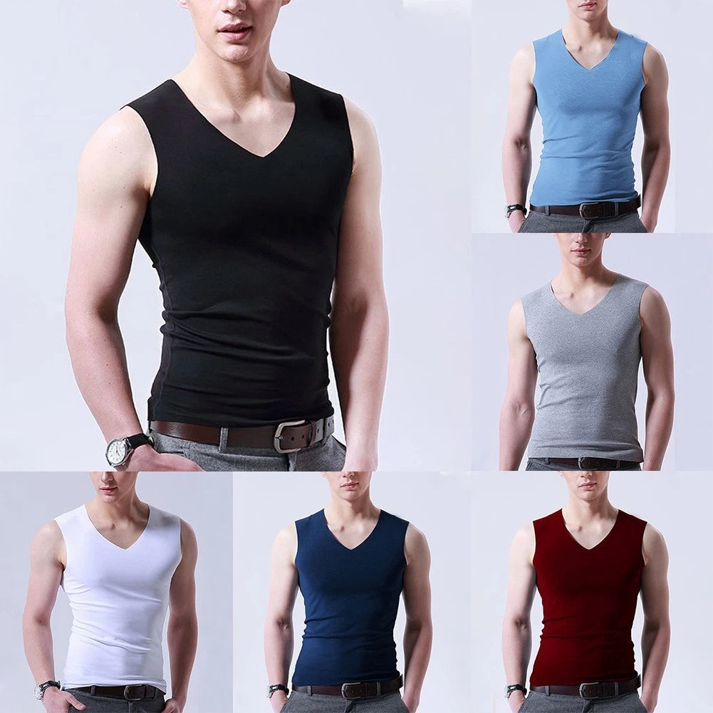 Performance driven Men's Ice Silk Sleeveless V Neck Tank Top for Athletes