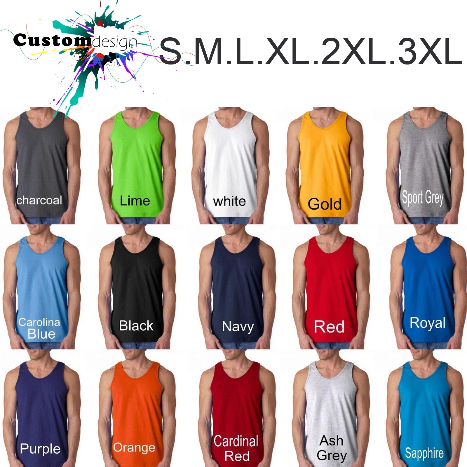 Blank Plain Basic Tank Top Singlet S-3XL Small Big Men's Cotton Premium Quality