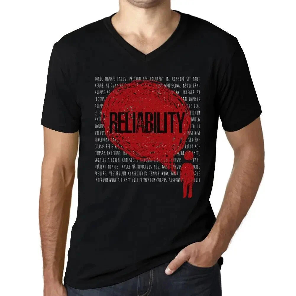 Men's Graphic T-Shirt V Neck Thoughts Reliability Eco-Friendly Limited Edition