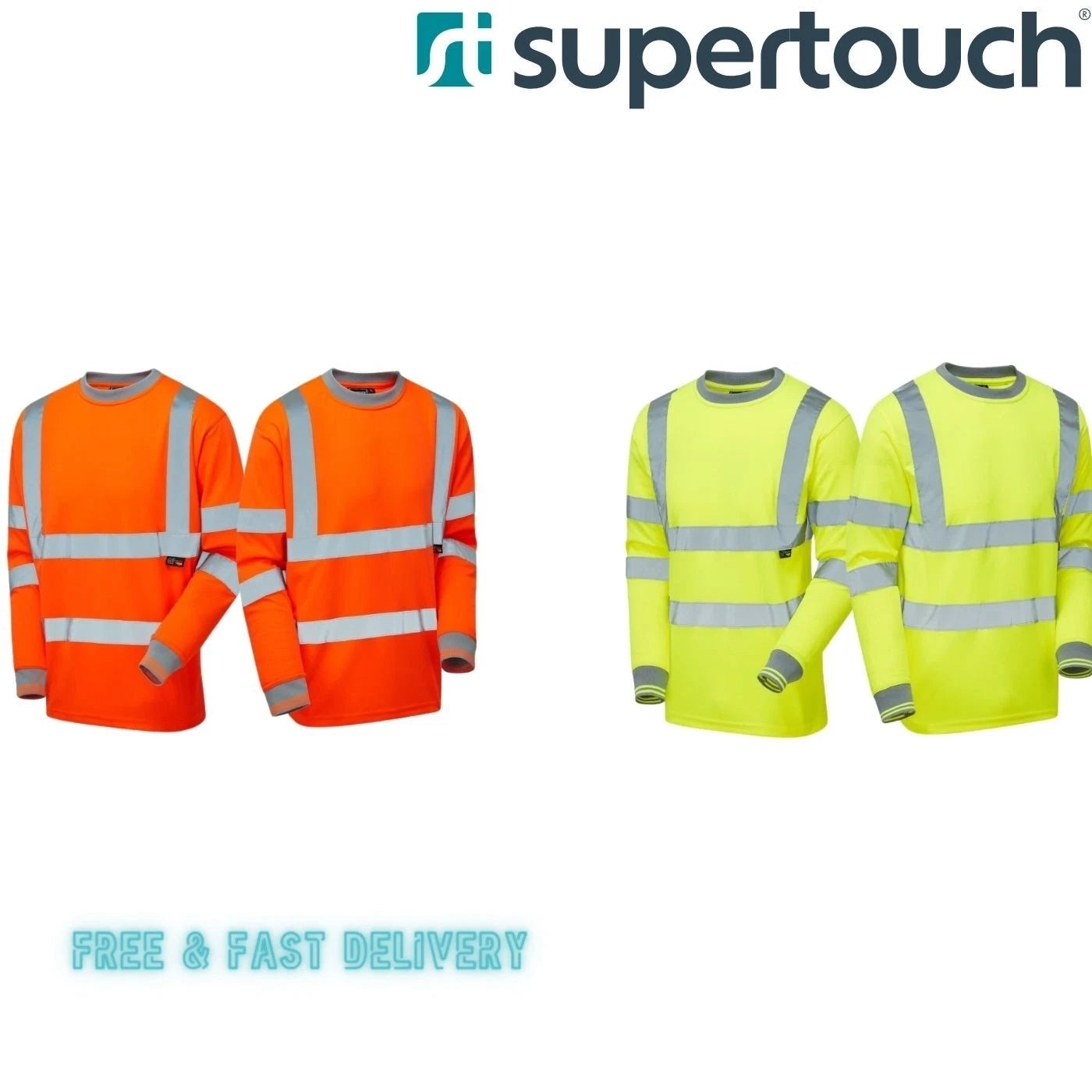 2 Pack Hi Vis Viz High Visibility Long Sleeve T-Shirt EN 20471 Safety Work Tee