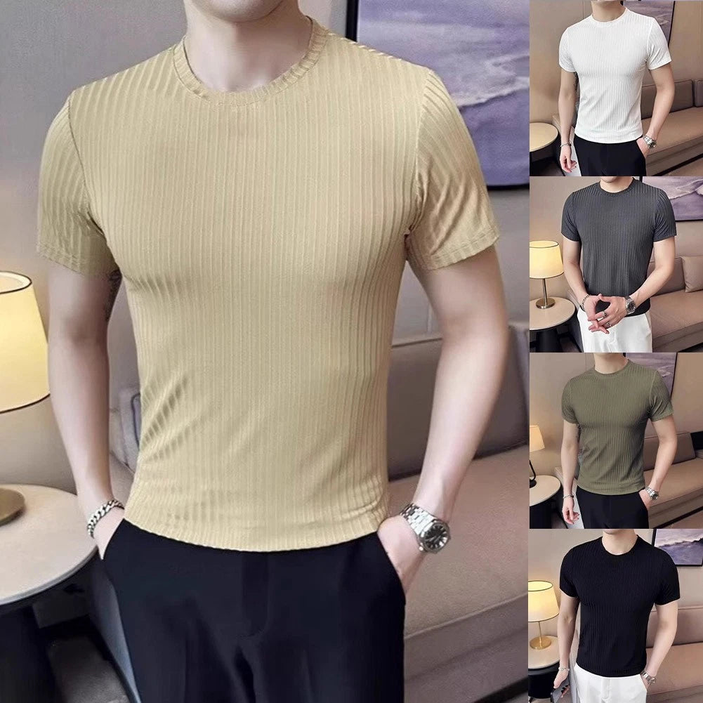Slim Fit T-Shirt Slim Fit Breathable Stretchy Thin 96%Polyester+4%Spandex