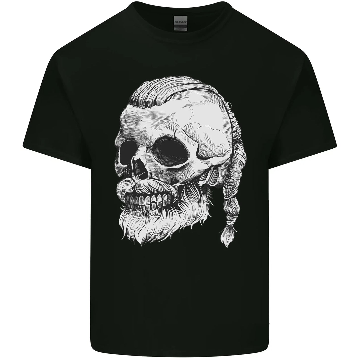 A Viking Skull Mens Cotton T-Shirt Tee Top