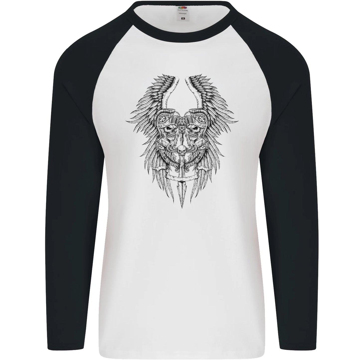 Two Roman Skulls Mens L/S Baseball T-Shirt