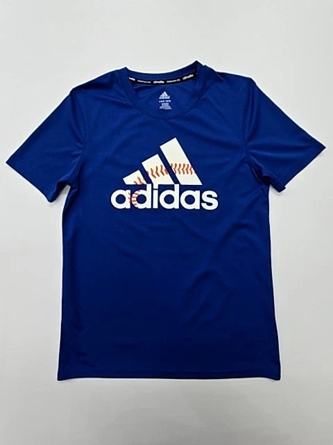 Adidas Boys Blue Logo T-Shirt Size 14/16 Tagless Regular