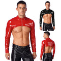 Mens Shrug Fashion Crop Top Halloween Clubwear Showing Muscle T-Shirts Shiny