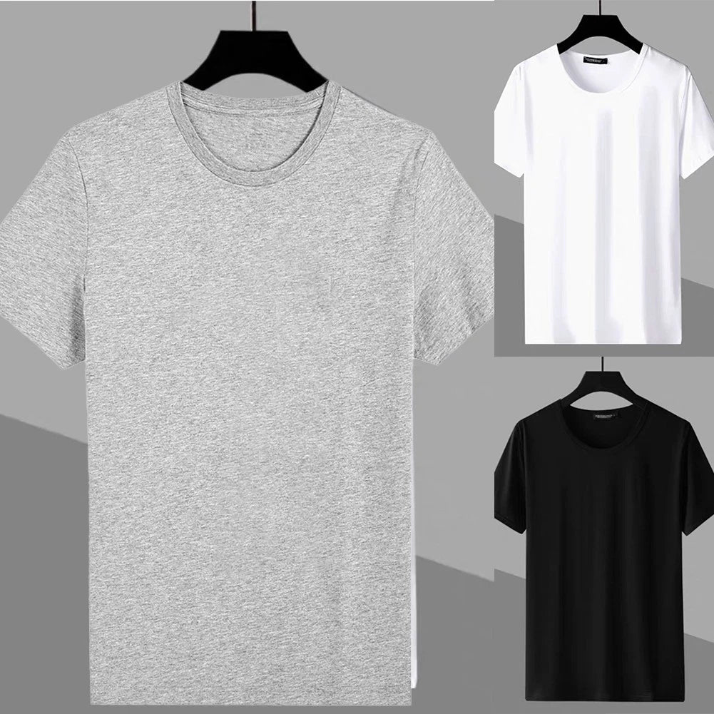 Men's Fashion Solid Short Sleeve Tee Top Casual Slim Fit Shirt (Size M 3XL)