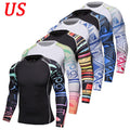 Mens Compression Shirt Base-Layer Sport Top Long Sleeve Gym Quick Dry AU