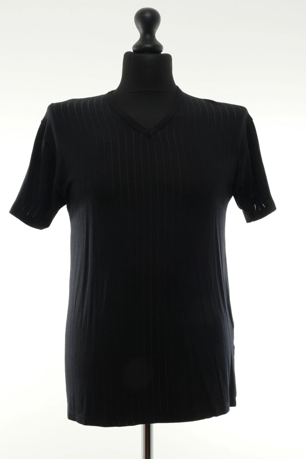 Bugatti Men's T-Shirt Underwear XL Black Striped Short Sleeve V-Neck + Viscose