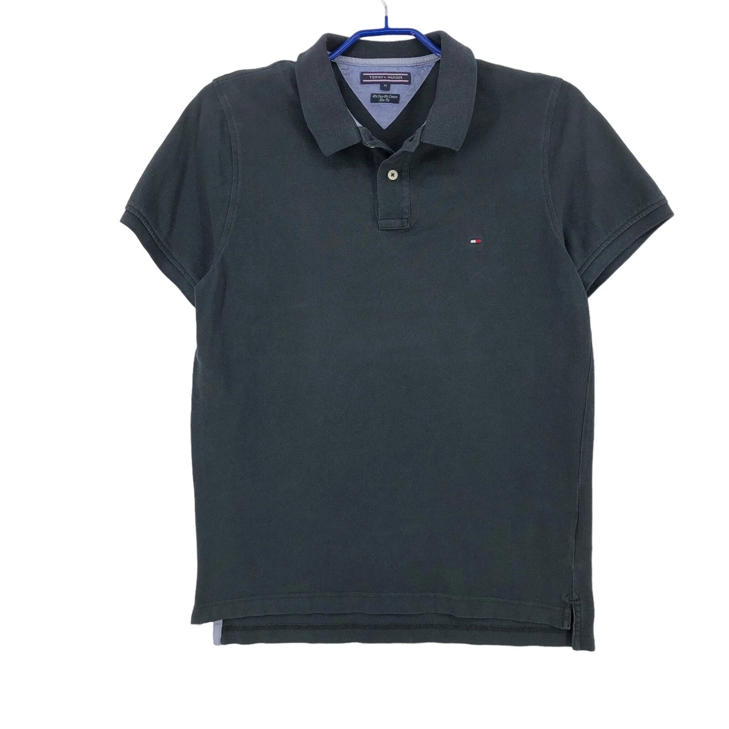 TOMMY HILFIGER Men Slim Fit 40’s Two ply Cotton Polo Neck T-Shirt Size M