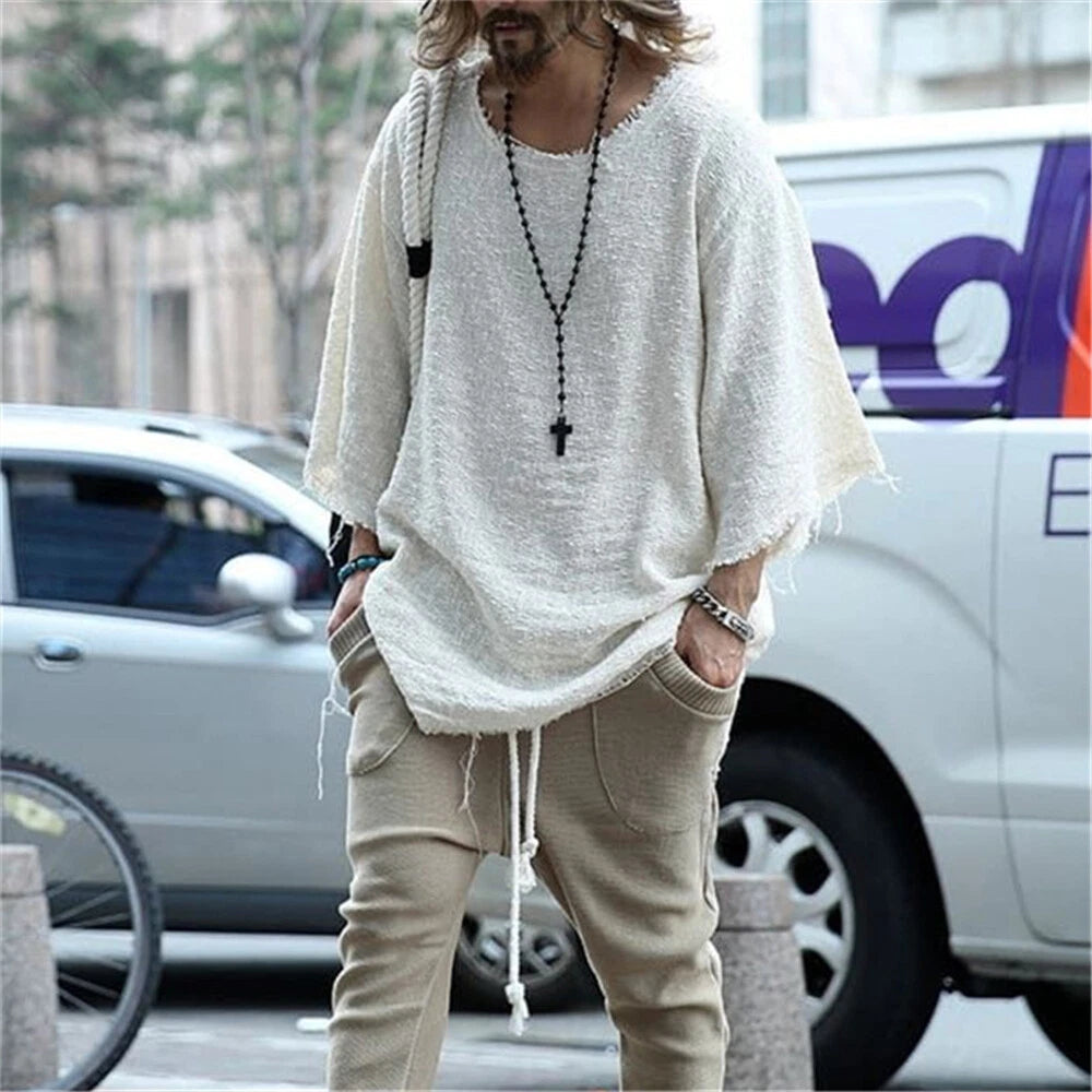 Men's Long Sleeve T-Shirt Classic Casual Baggy Round Neck Shirts