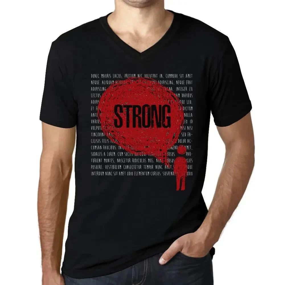 Men's Graphic T-Shirt V Neck Thoughts Strong Eco-Friendly Limited Edition