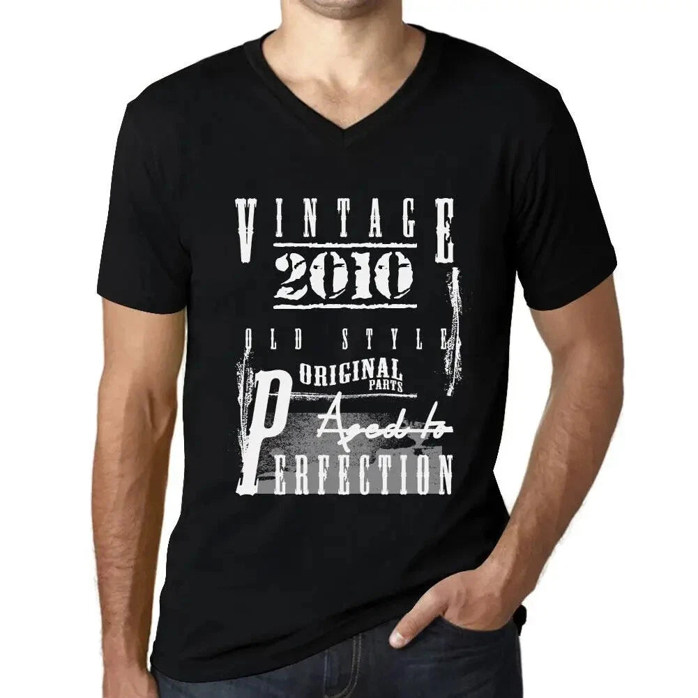 Men's Graphic T-Shirt V Neck Original Parts Aged to Perfection 2010 14th
