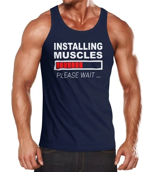 Mens Tank Top Installing Muscles Please Wait Fitness Gym Bodybuilder Moonworks®