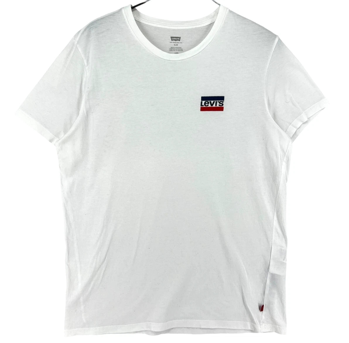 LEVI'S STRAUSS&CO Men Casual Slim Fit Crew Neck White T-Shirt Size L