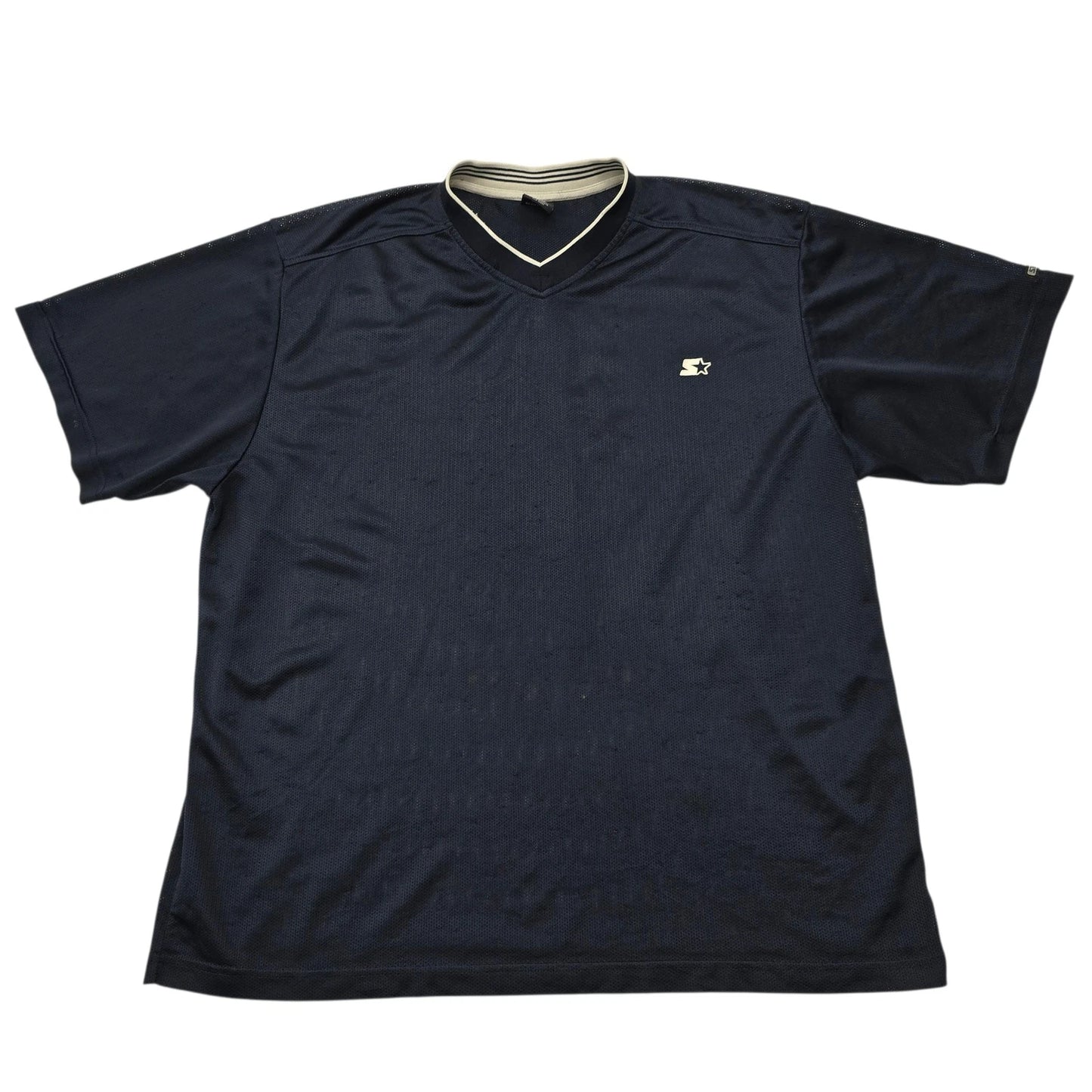 Starr Men Navy Blue V-Neck Mesh T-Shirt Size XL Regular Condition