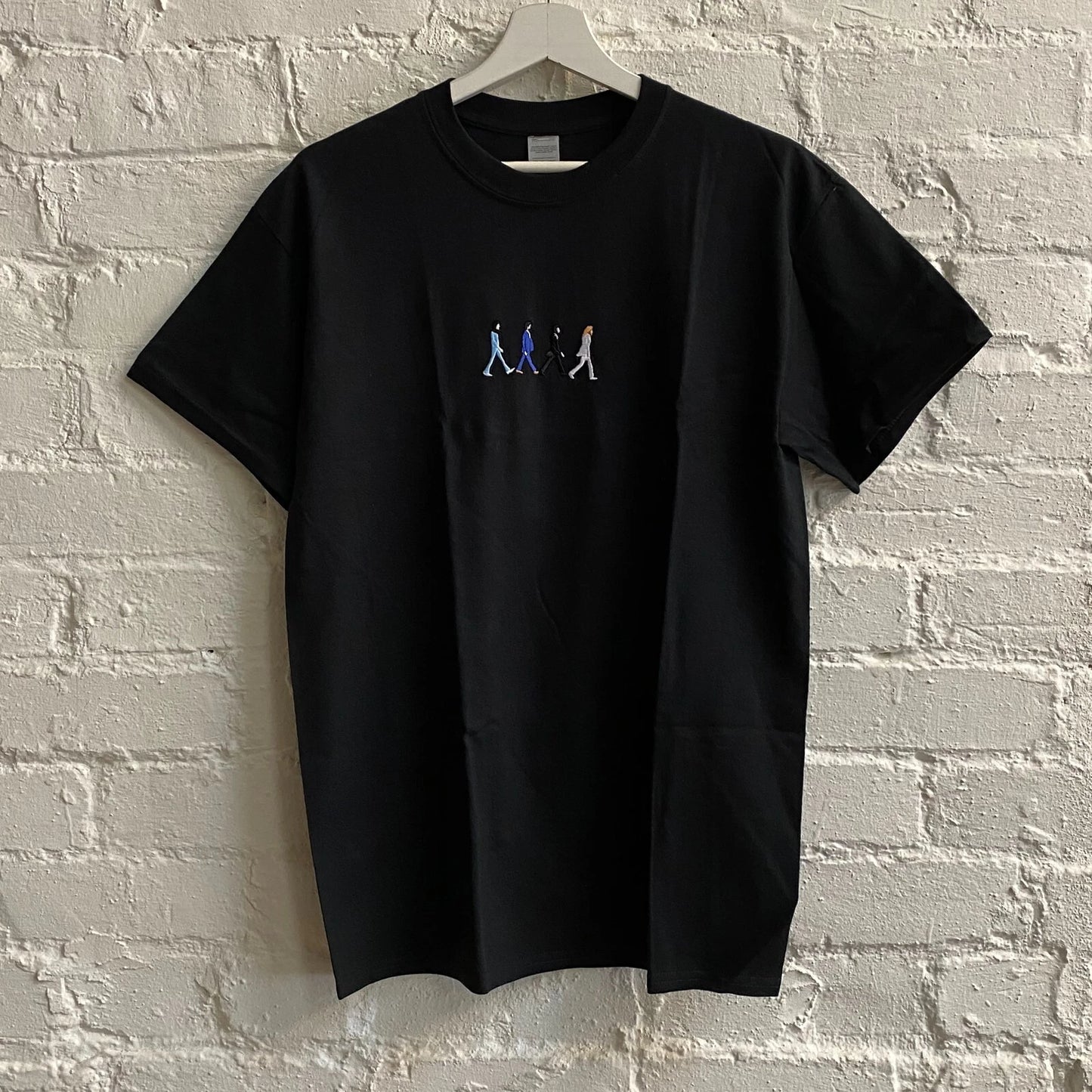 Actual Fact Beatles Abbey Road Black Embroidered Tee T-Shirt