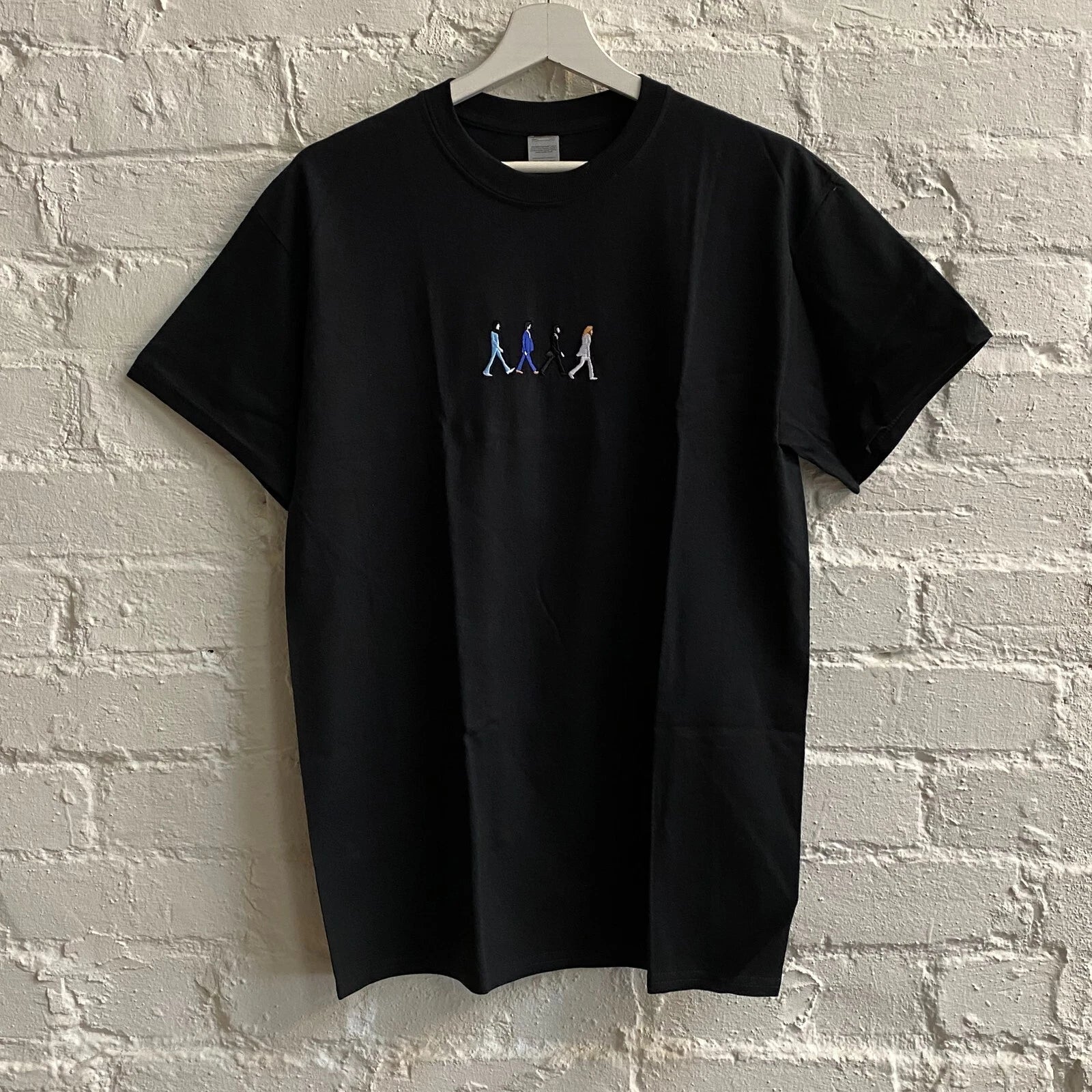 Actual Fact Beatles Abbey Road Black Embroidered Tee T-Shirt