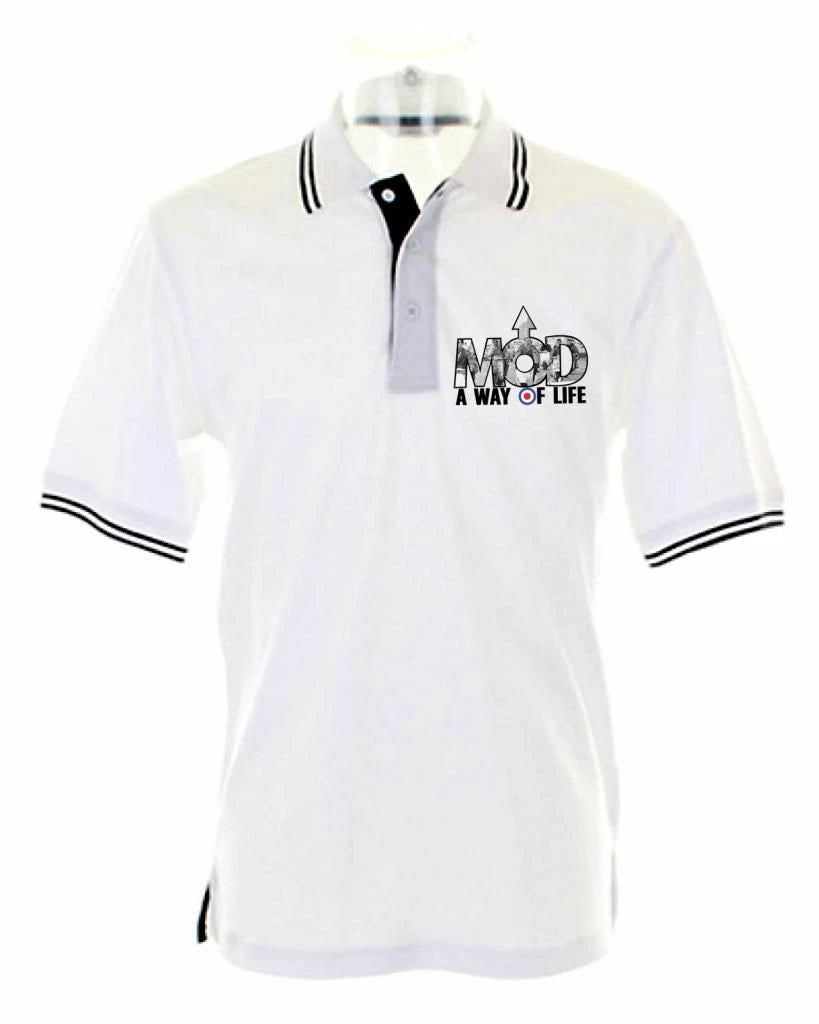 MOD A WAY OF LIFE MEN'S CONTRAST POLO T-SHIRT - Mods Ska Scooter Target