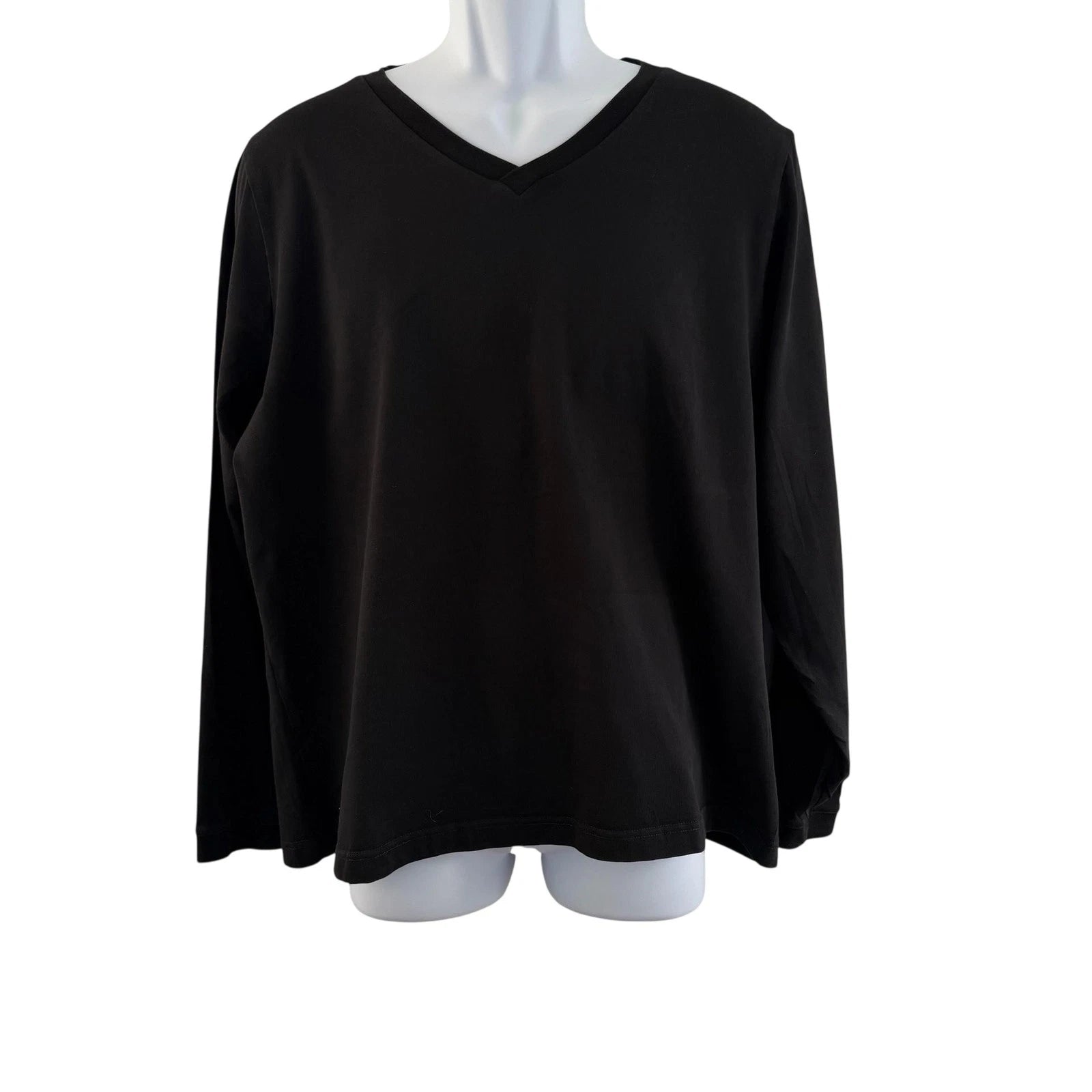 Son Of A Tailor Shirt Mens Large Black Supima Cotton V Neck Long Sleeve Basic