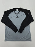 Adidas Boys Black Blue Athletic V-Neck Long Sleeve Shirt Size M Regular