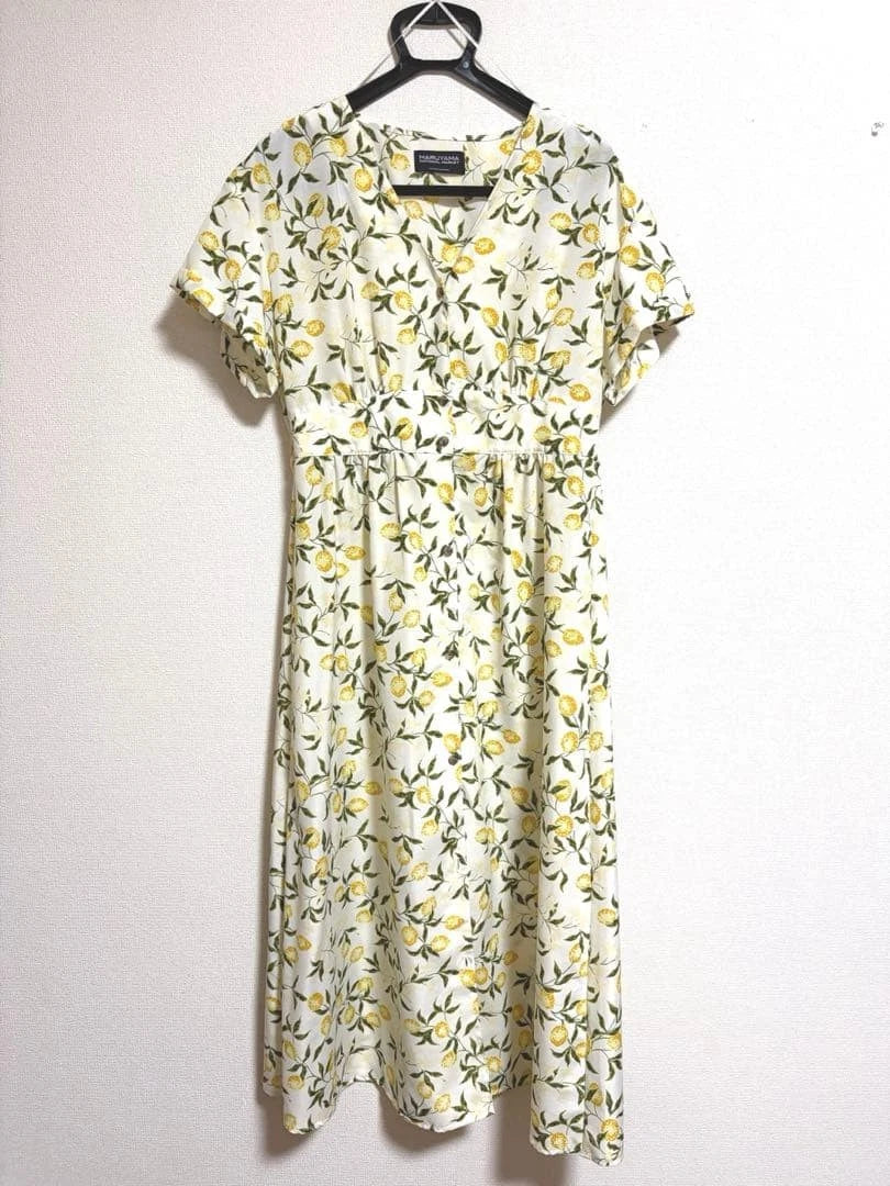 [GU x Keita Maruyama] Lemon pattern SASARArt sleeve dress V neck_with petticoat