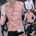 Mens Crew Neck Print T-shirt Blouse Pullover Long Sleeved Slim Fit Muscle Tops