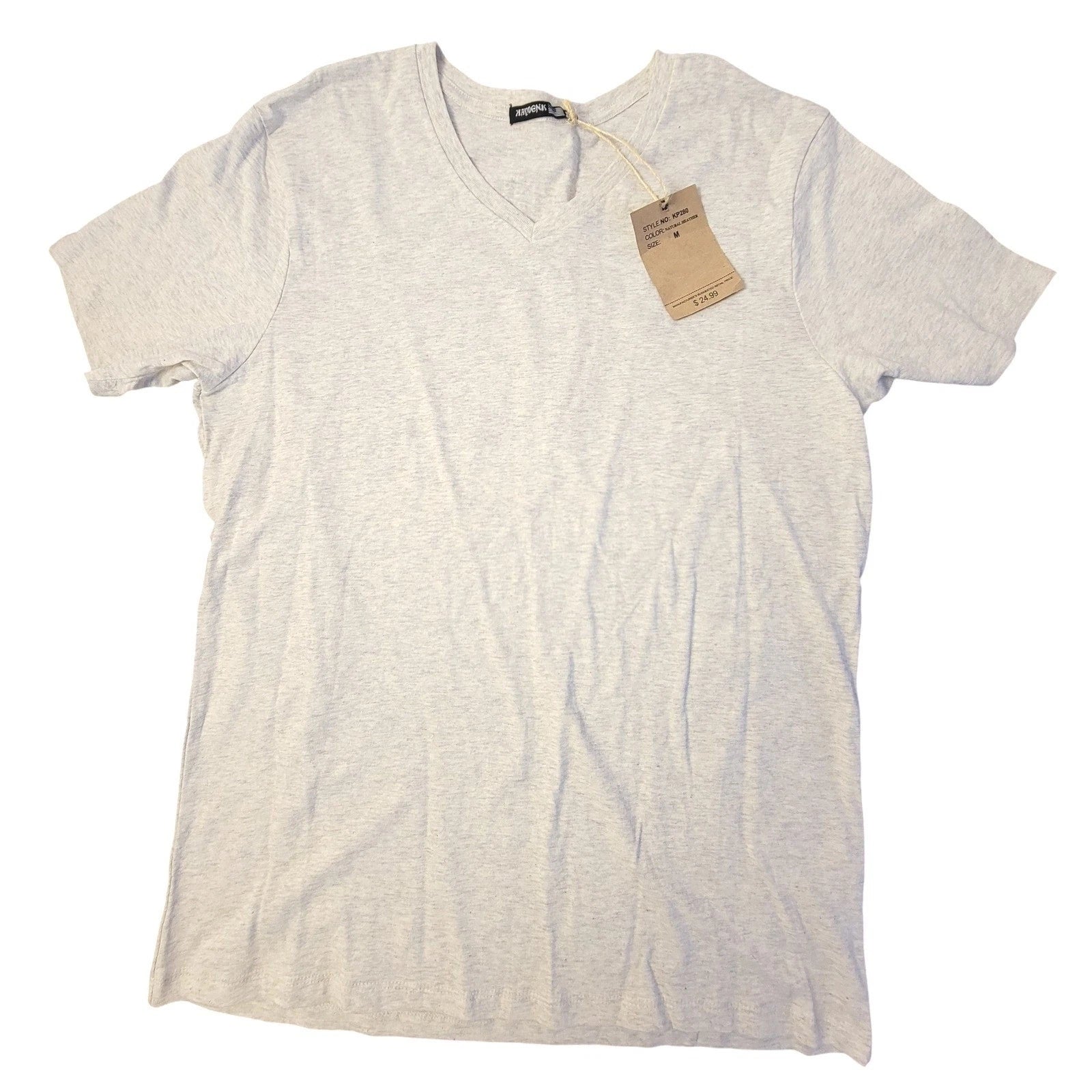 MAYDEN K. Men's V-Neck Short Sleeve Heather Gray T-Shirt Casual Top