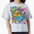 A vibrant, abstract graffiti sticker with a bold, angular design. by RedArtG09