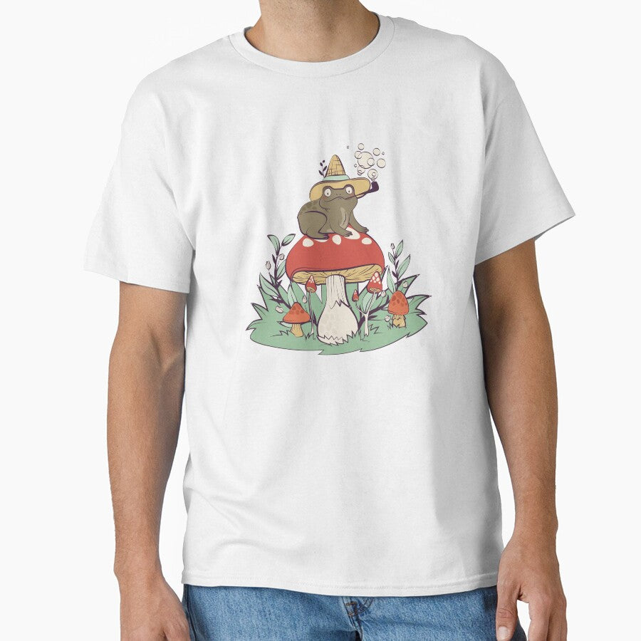 Wizard Frog On Mushroom Cottagecore Whimsical Botanical Fantasy Art by DERA RAY