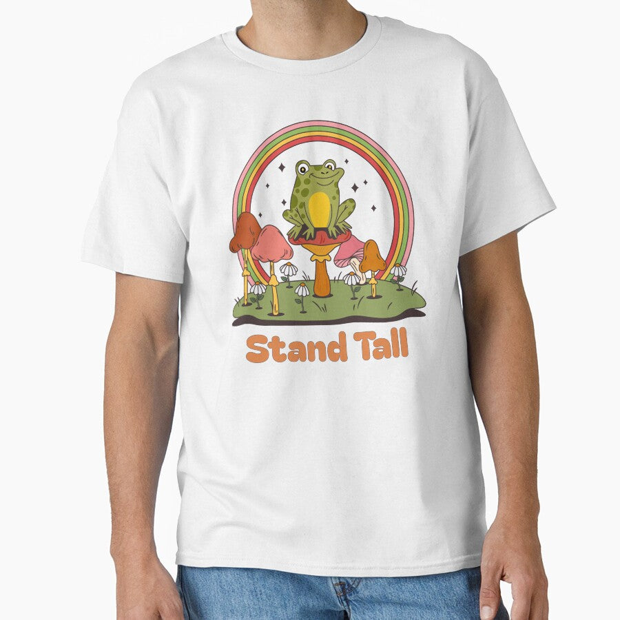 tand Tall Retro Frog Mushroom Rainbow Cottagecore Positive Motivational Art by DERA RAY