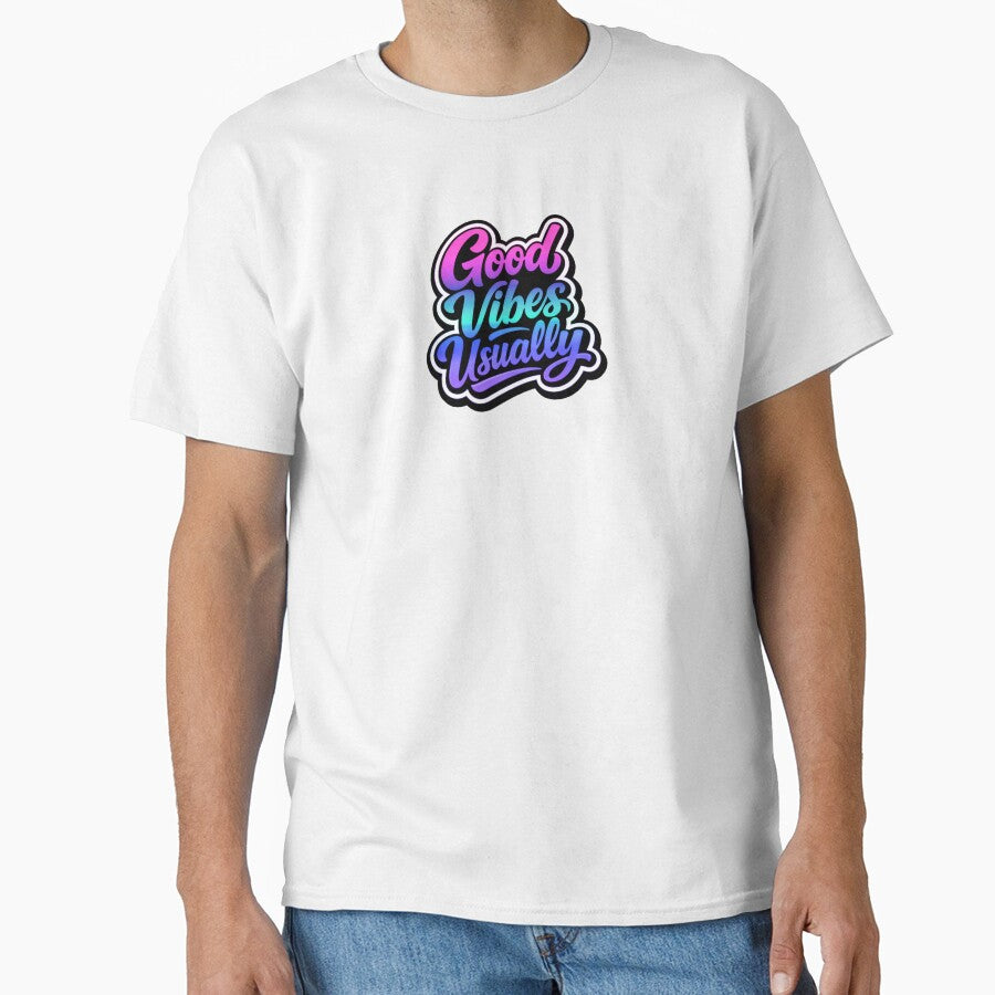 Good Vibes Usually Retro Funny Quote Typography - Pink Blue Purple by Rock Bottom Press