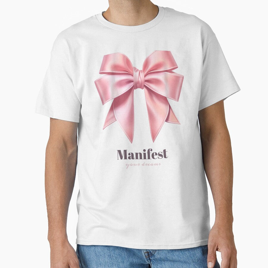 Manifest your dreams affirmation cute pink vintage bow by SoulfulT