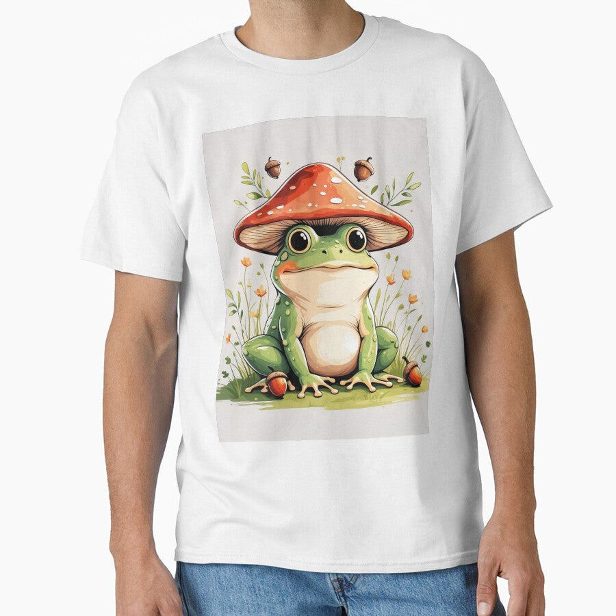 Frog in a Mushroom Hat – Cottagecore Nature Friend by 0606PM
