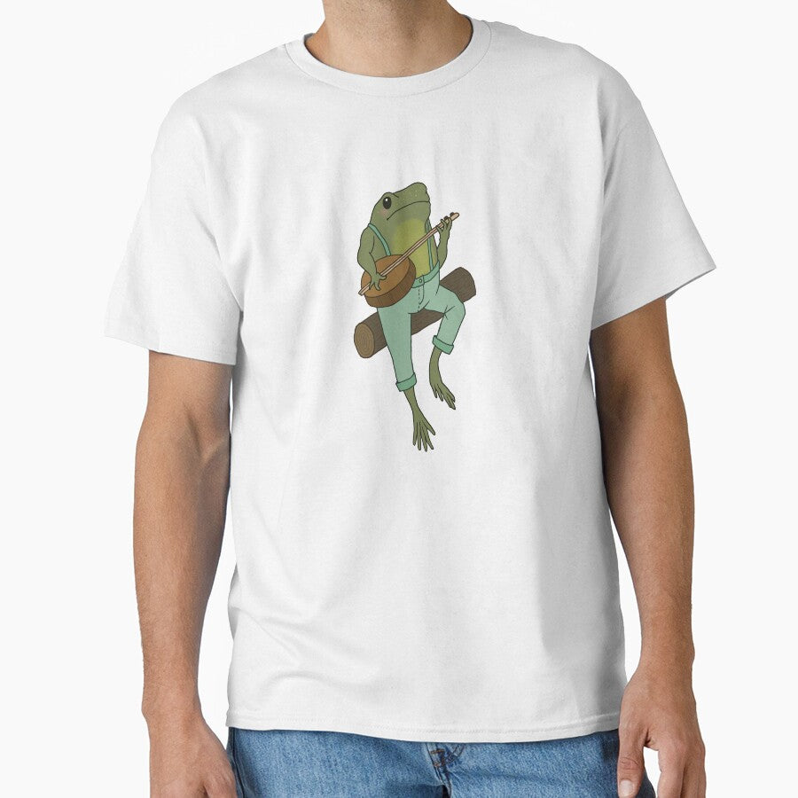 Cottagecore Froggy Playing Banjo: Cute Log Tree Musician, Goblincore Farmer Toad, Emo Grunge Fairycore, Edgy Frogge Performer by MinistryOfFrogs