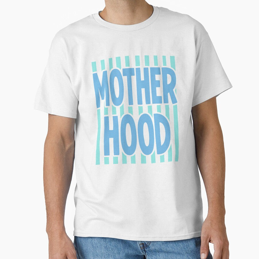 Motherhood Retro Blue Stripe Typography Design by margamPagenberg