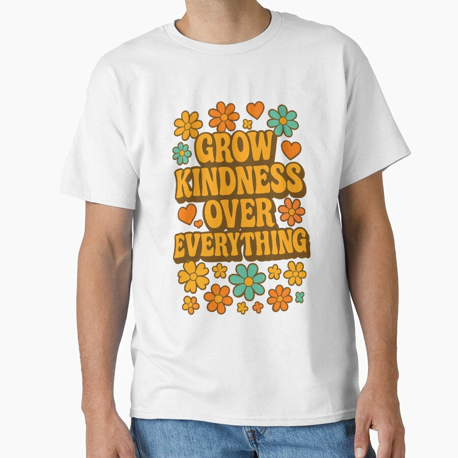 Grow Kindness Over Everything – Retro Groovy Positive Message Design by inkoutninja
