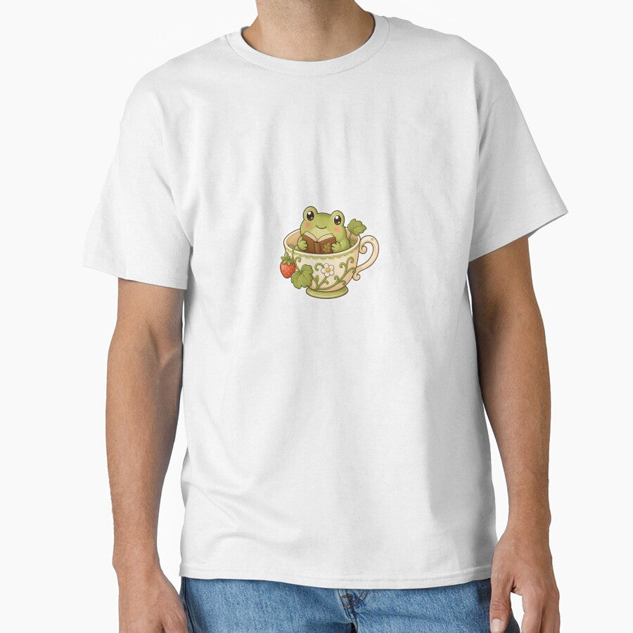 Cozy Frog Reading In A Teacup by The-Art-of-D