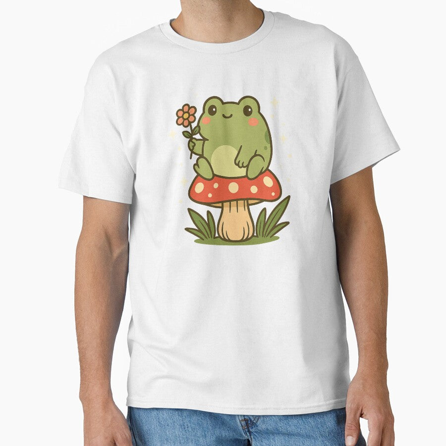 “Kawaii Frog on Mushroom – Cottagecore Cutie” by DailyVibesCo