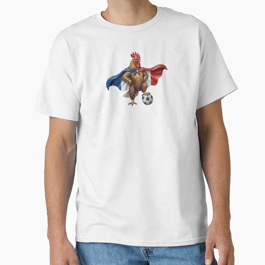 France Soccer Superhero Rooster Impasto Flag Art by EvrmoodCo