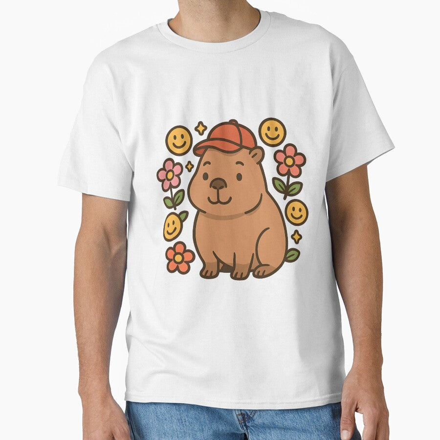 Capybara with Cap and Flowers by FunnySignalStudio