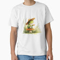 Kawaii Frog Sipping Tea in Straw Hat — Woodland Mushroom Aesthetic by VikArt7