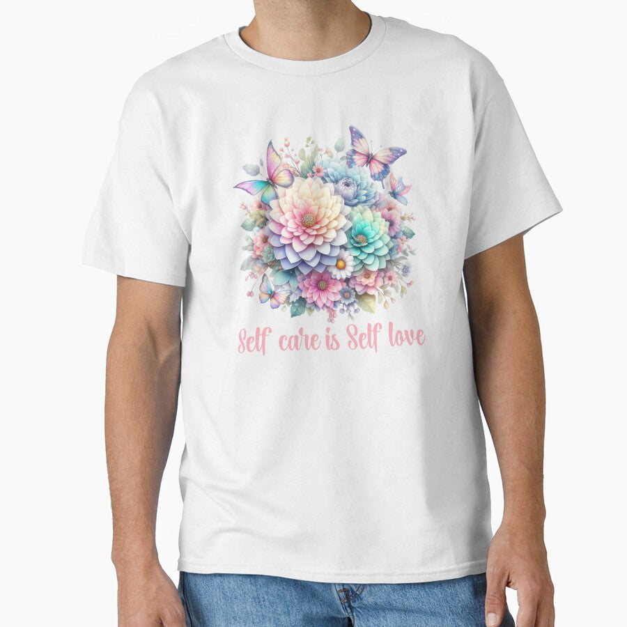 SELF CARE IS SELF LOVE, FLORAL BUTTERFLY MENTAL HEALTH QUOTES, SELF LOVE QUOTES by PRINYOS