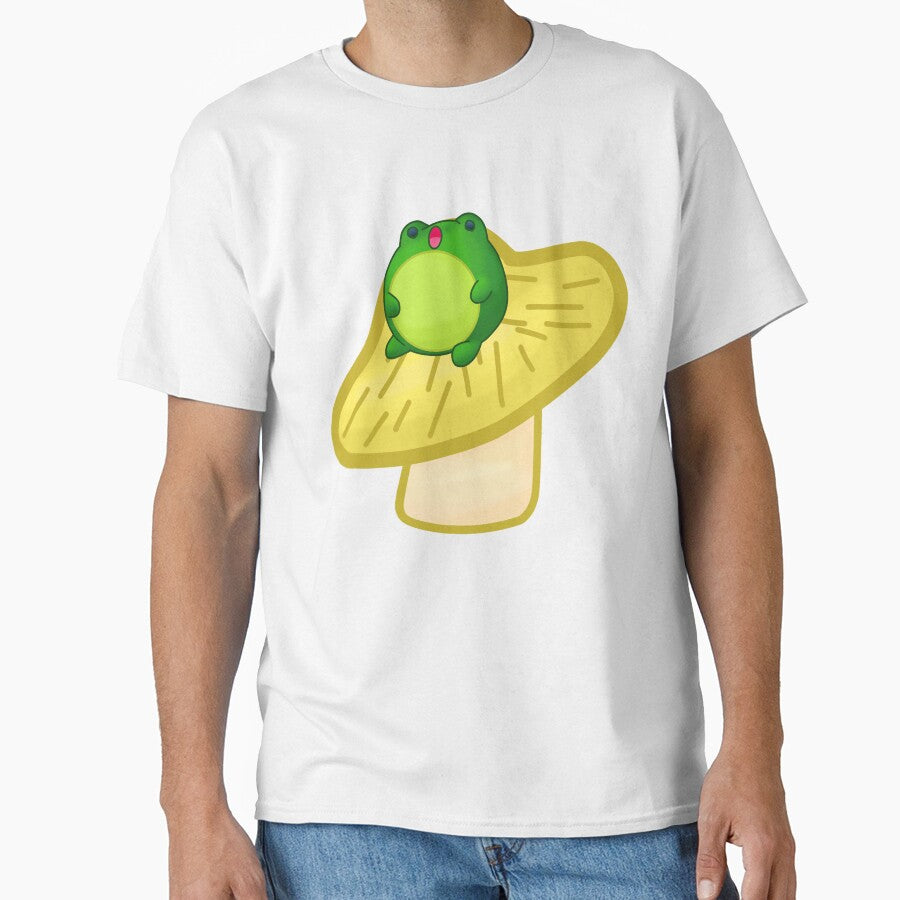 Frog On Yellow Mushroom by Cutsiecottage