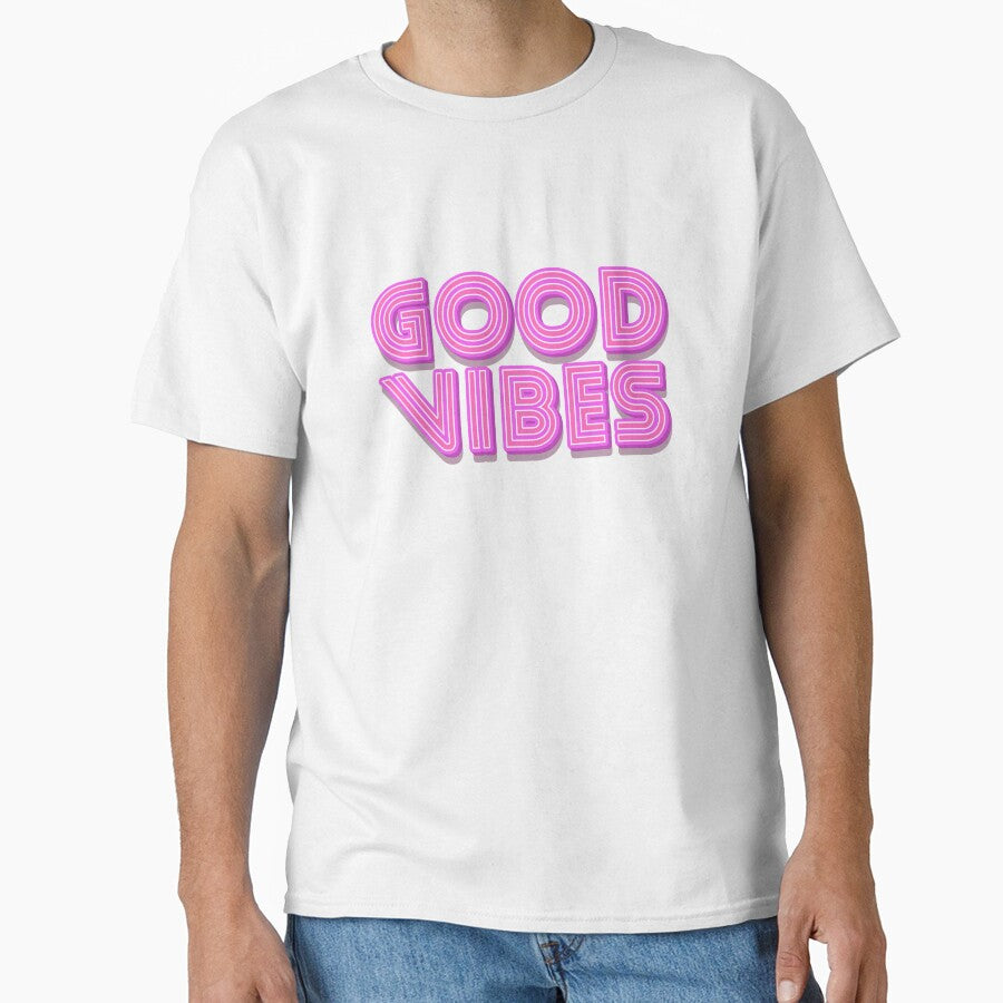 Violet Red Stripes 3D Retro Vintage Sans Serif Display Typography Good Vibes Quotes by Cawaiico